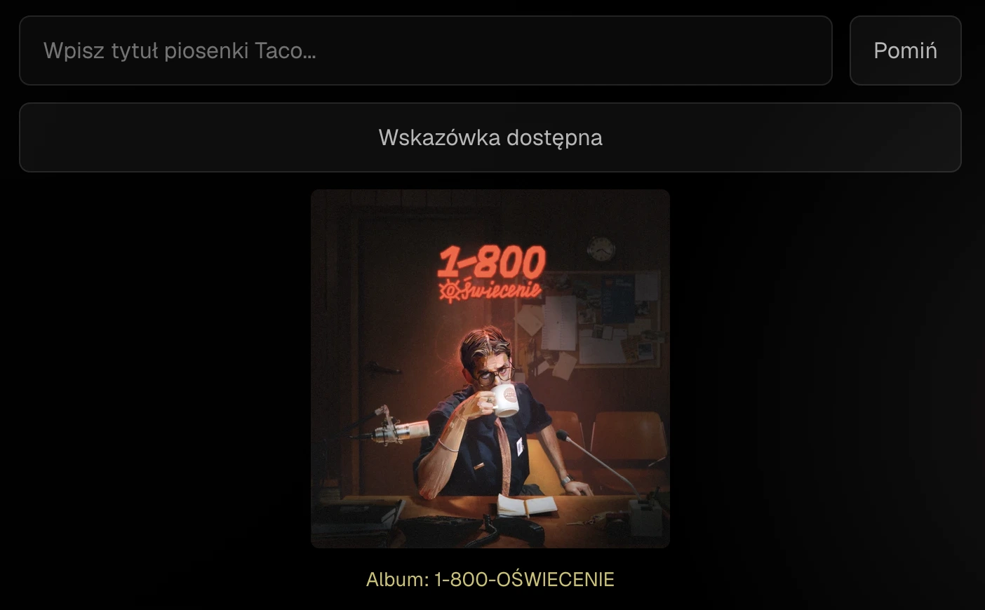 Ekran z podpowiedzią albumu